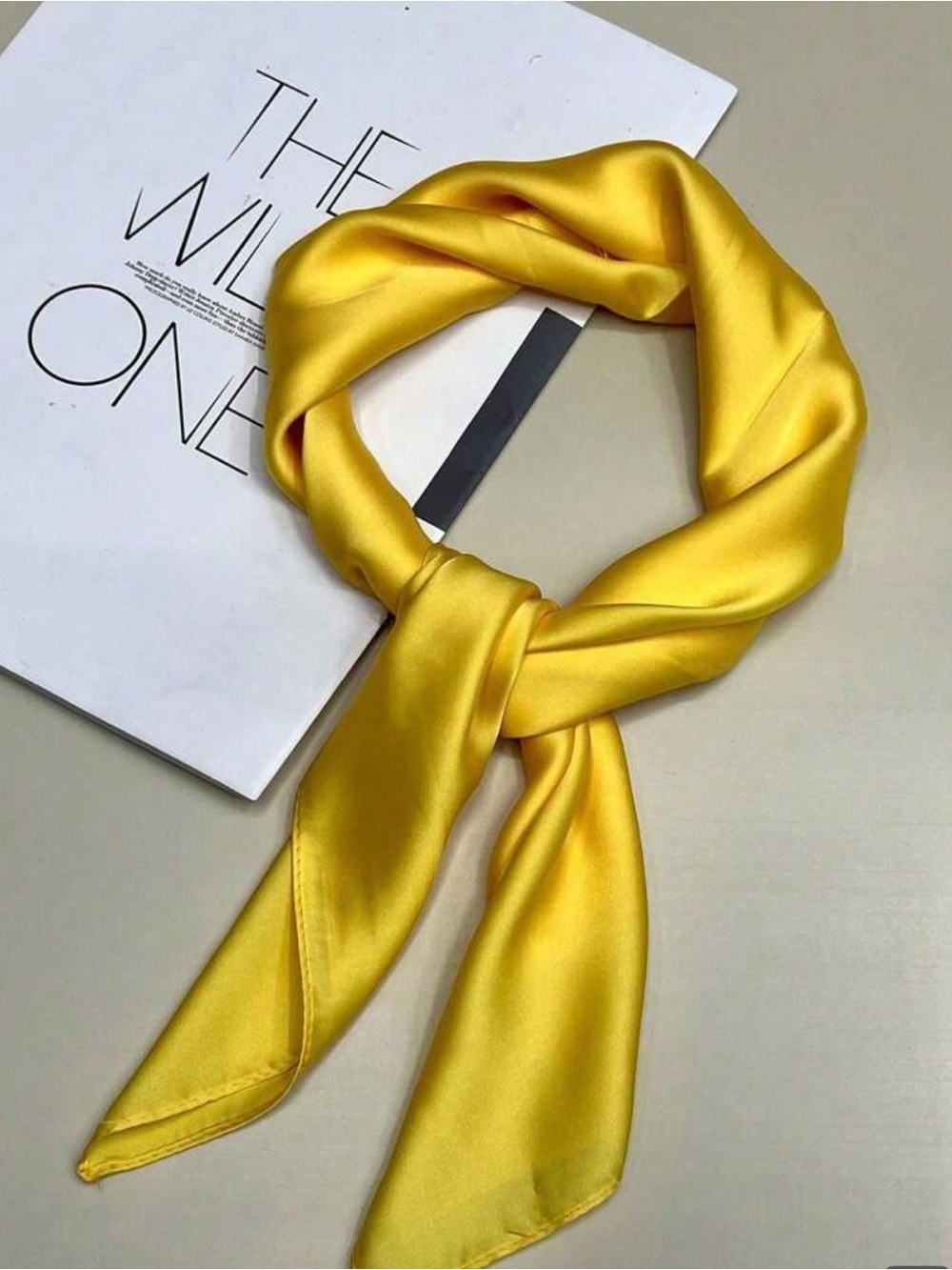 Yellow Satin Neck Scarf - Women's Accessory